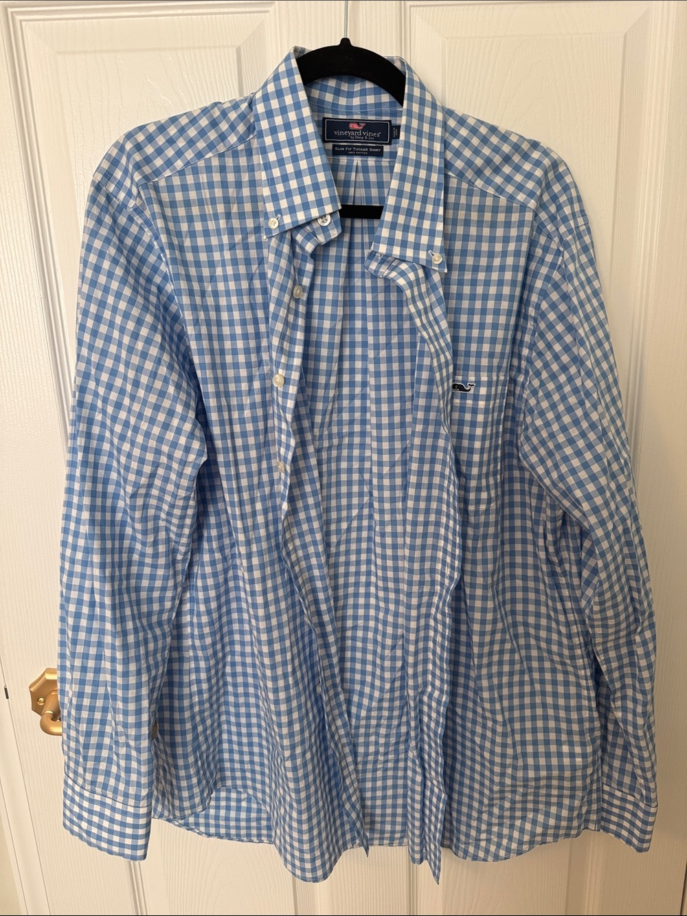 Vineyard Vines Light Blue and White Gingham Button-Down Shirt